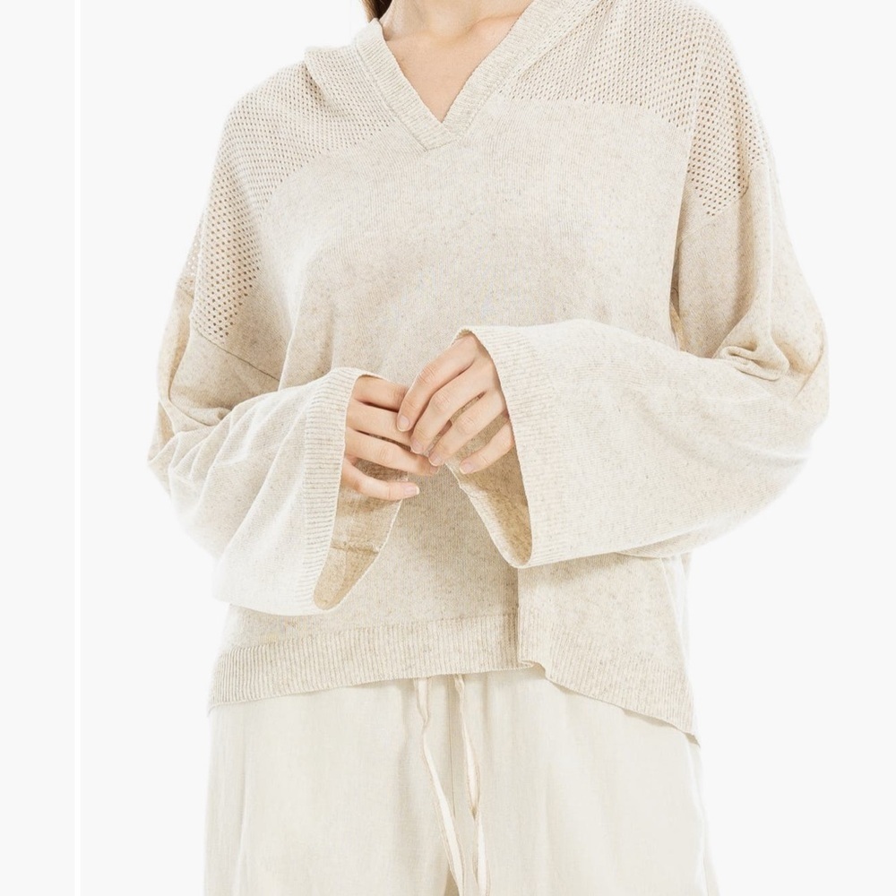 Max Studio Cream V-Neck Sweatshirt - Picture 4 of 6